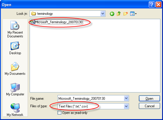 Import microsoft terminology into Lingobit Localizer software localization tool