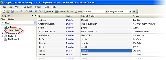 Microsoft Terminology is imported and ready for software localization